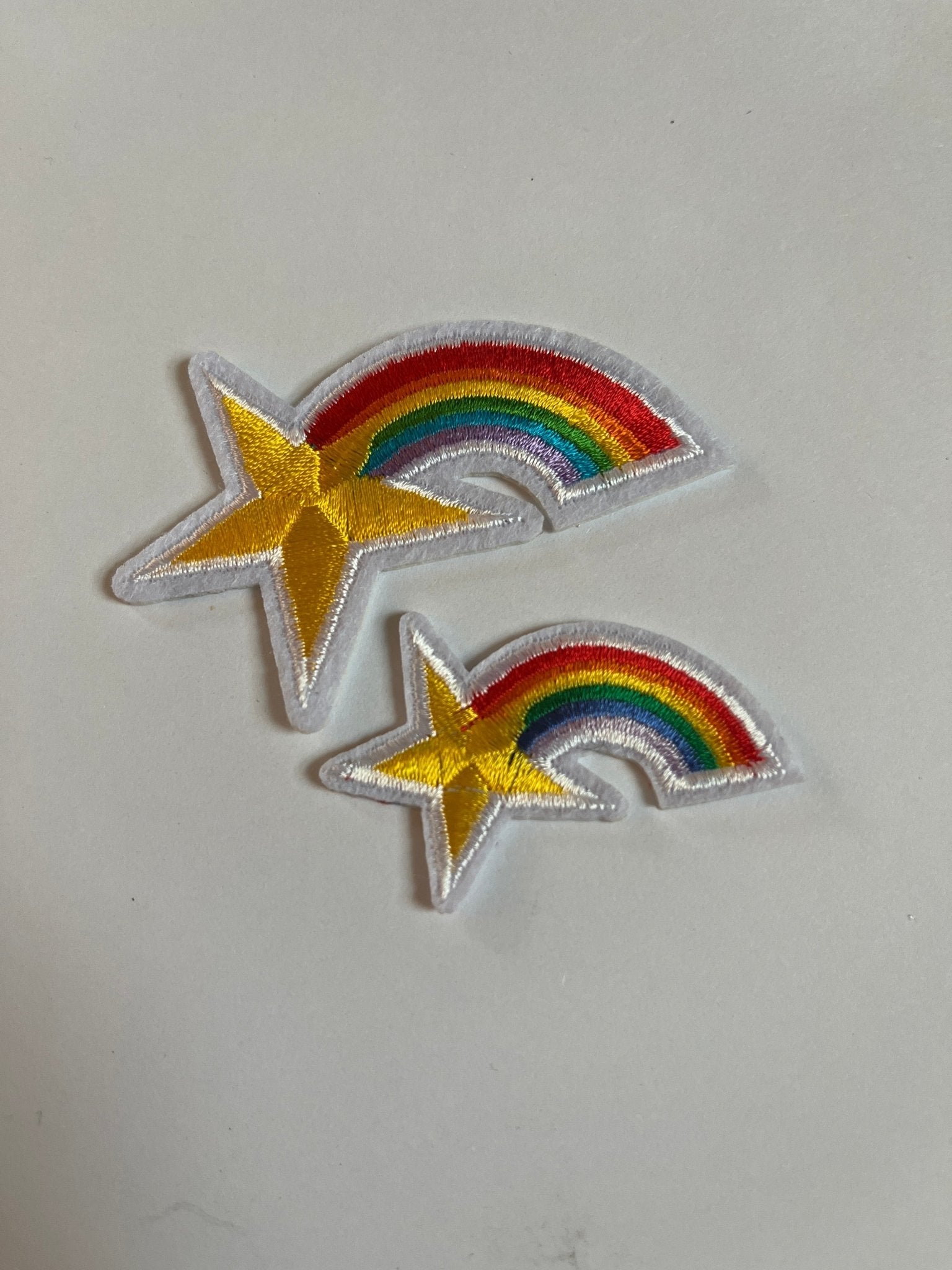 Rainbow Iron on Patches Medium and Small Shooting Star Set - Let's Patch It Up!