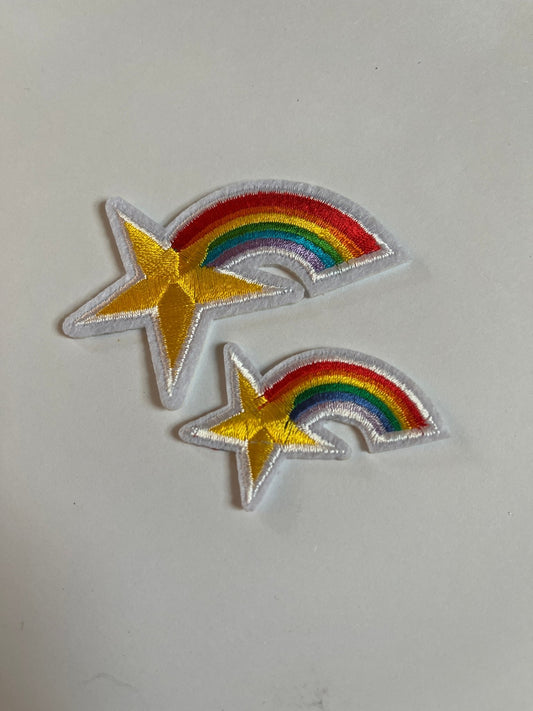 Rainbow Iron on Patches Medium and Small Shooting Star Set - Let's Patch It Up!