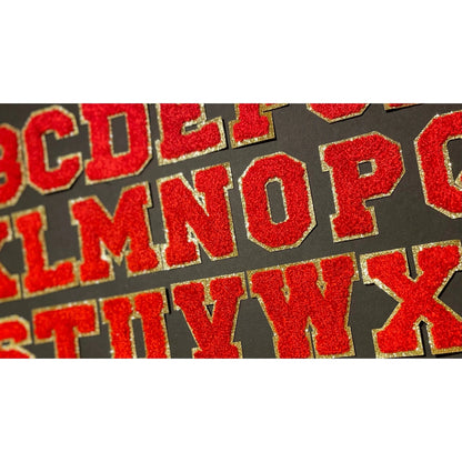 Lux Alphabet Iron On Patches - terry and gold glitter - Let's Patch It Up!