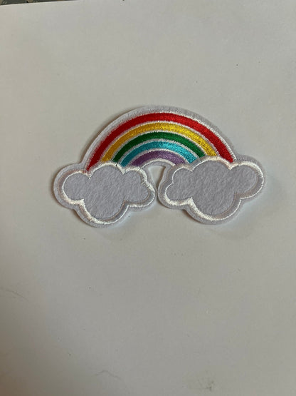 Rainbow Iron on Patches Large Rainbow with Clouds - Let's Patch It Up!