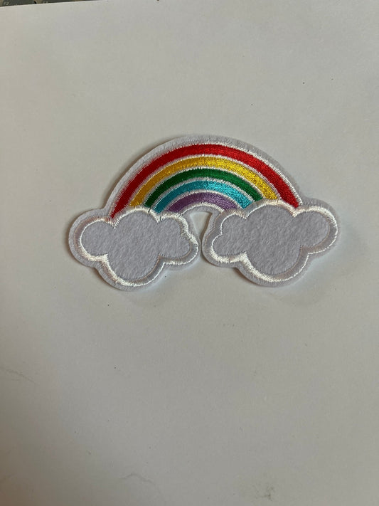 Rainbow Iron on Patches Large Rainbow with Clouds - Let's Patch It Up!