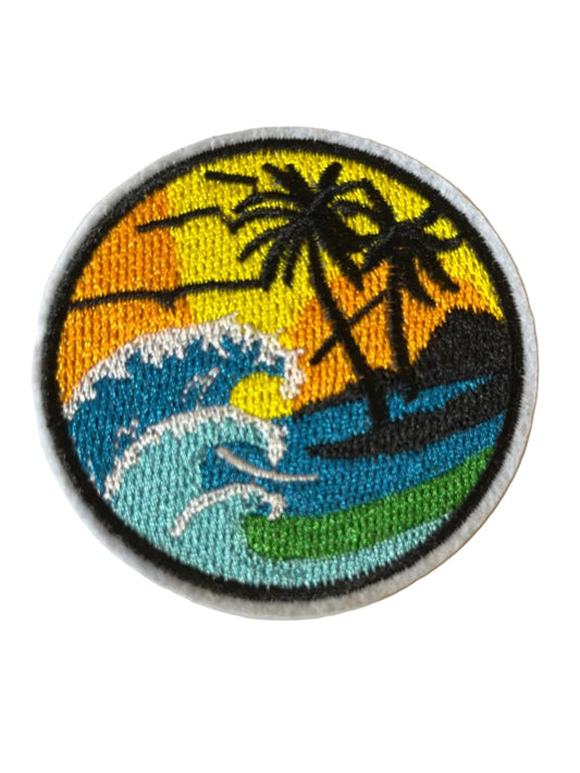 Surf Palm Scene 7cm Patch - Let's Patch It Up!
