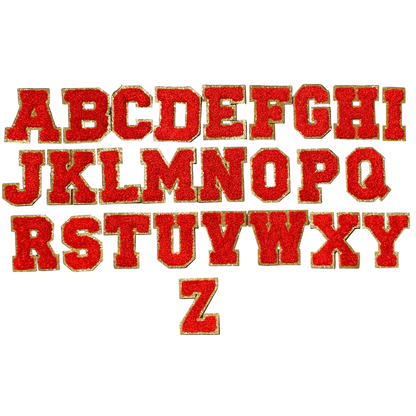 Lux Alphabet Iron On Patches - terry and gold glitter - Let's Patch It Up!