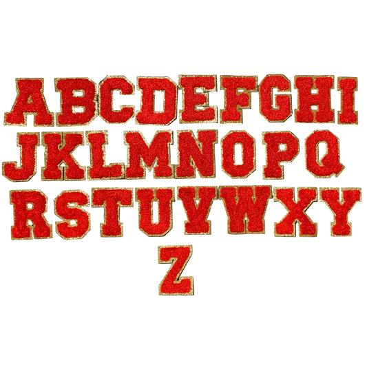 Lux Alphabet Iron On Patches - terry and gold glitter - Let's Patch It Up!