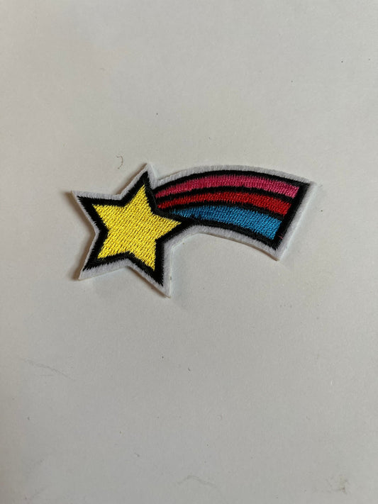 Rainbow Iron on Patches Retro Shooting Star - Let's Patch It Up!