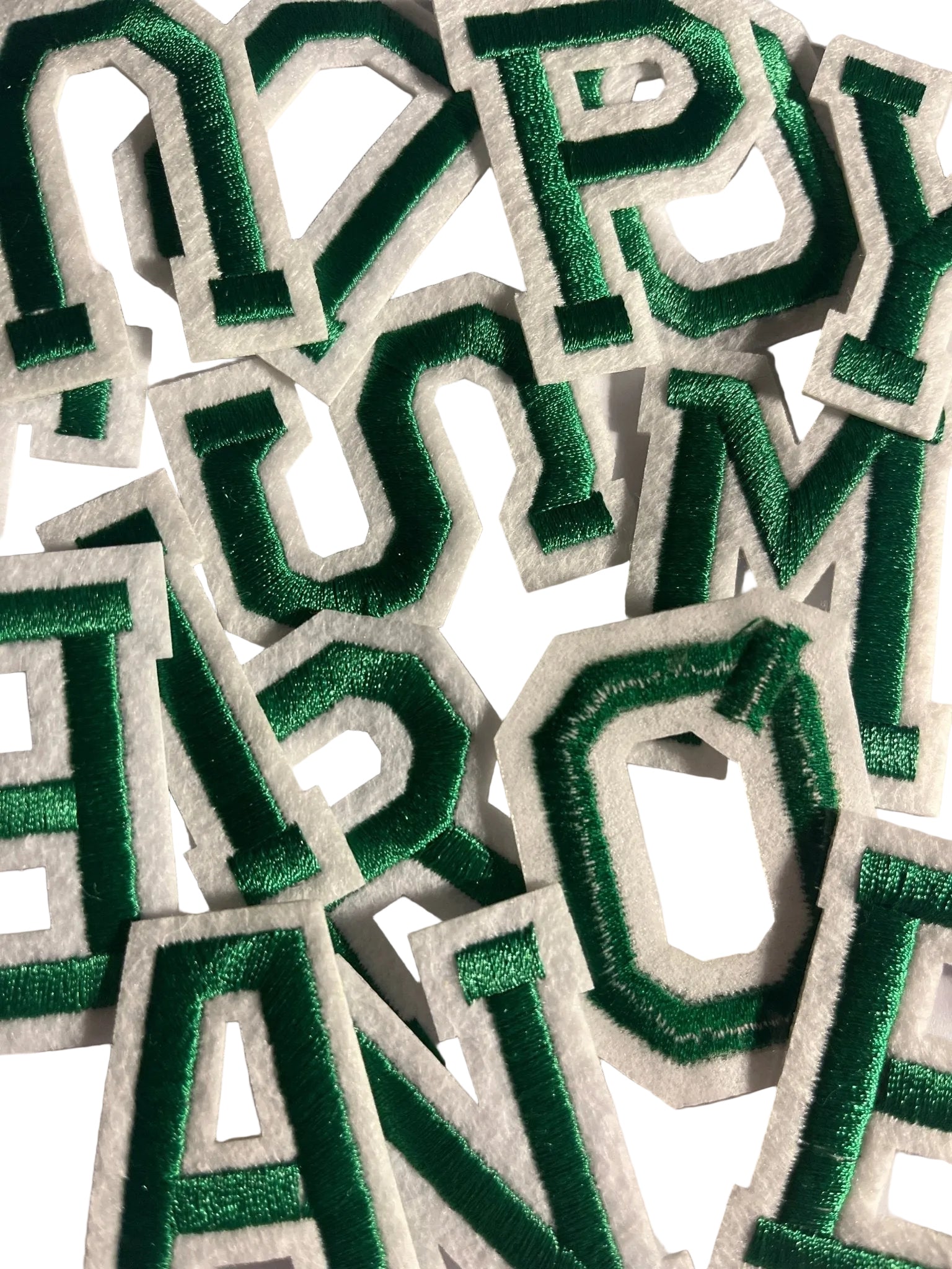 Alphabet Iron On Patches -Varsity Letters Large 5cm Green - Let's Patch It Up!