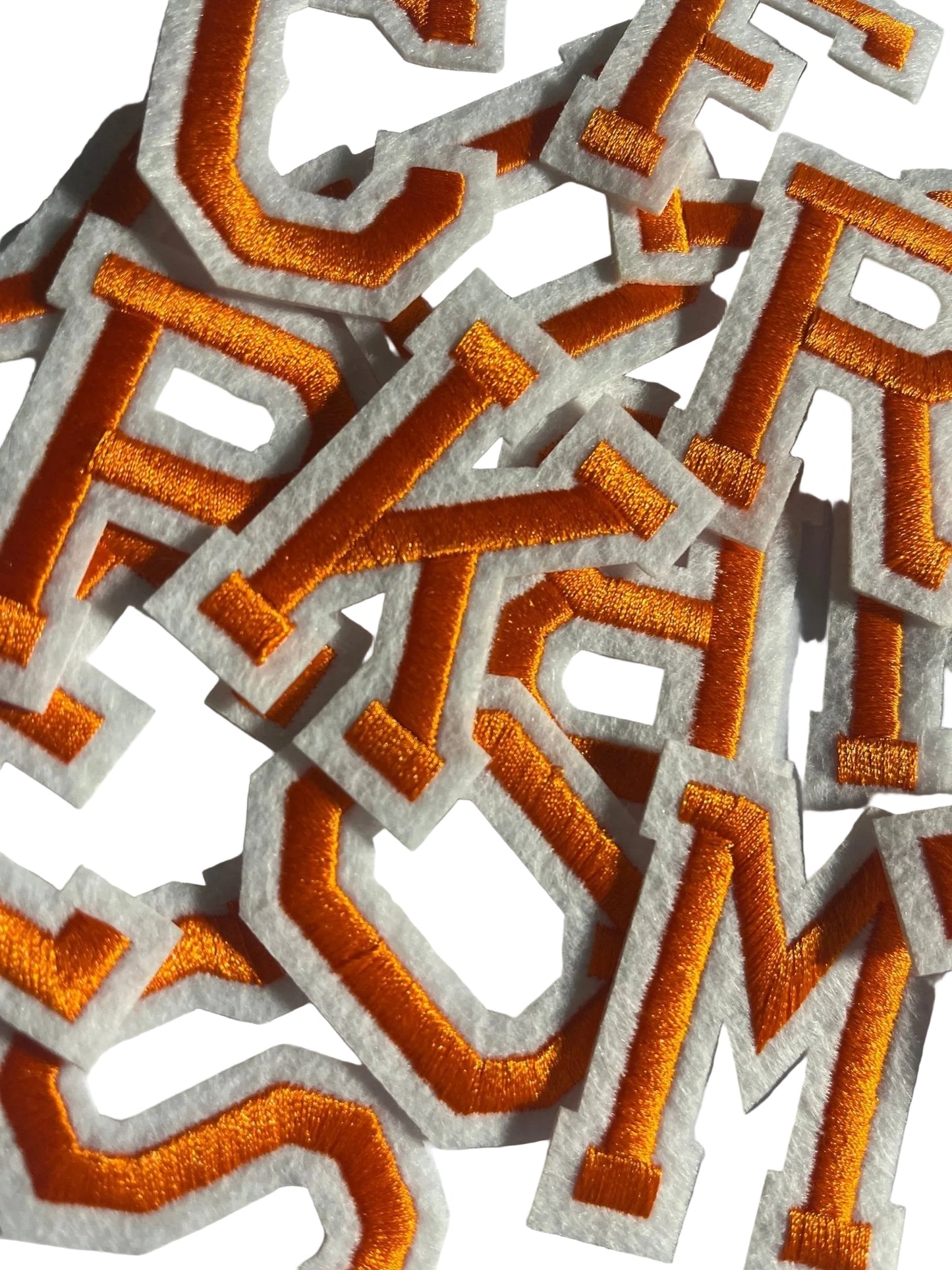 Alphabet Iron On Patches -Varsity Letters Large 5cm Orange - Let's Patch It Up!