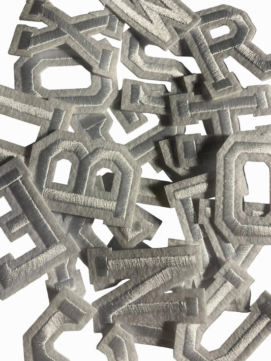 Alphabet Iron On Patches -Varsity Letters Large 5cm White - Let's Patch It Up!