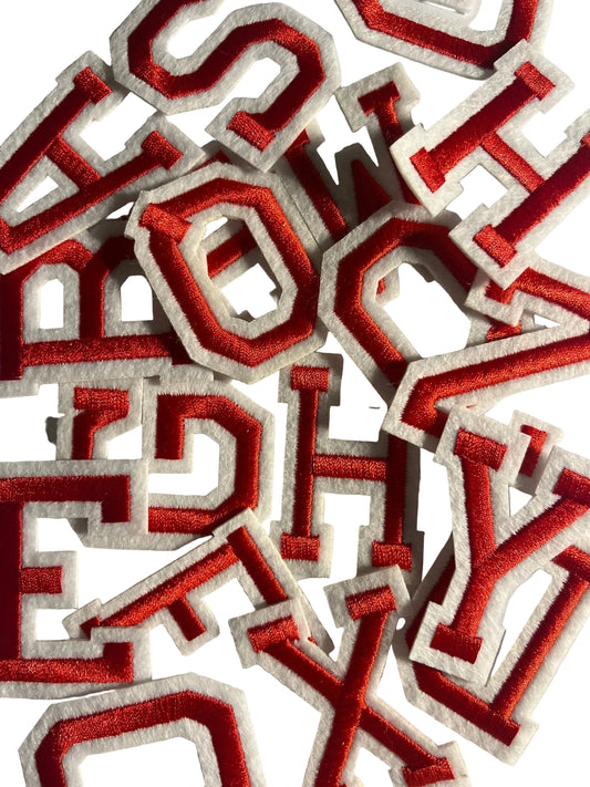 Alphabet Iron On Patches -Varsity Letters Large 5cm Red - Let's Patch It Up!