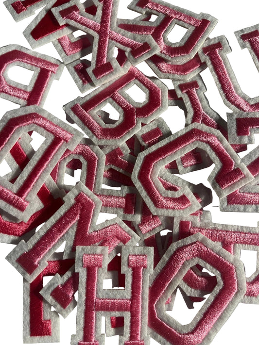 Alphabet Iron On Patches -Varsity Letters Large 5cm Pink - Let's Patch It Up!
