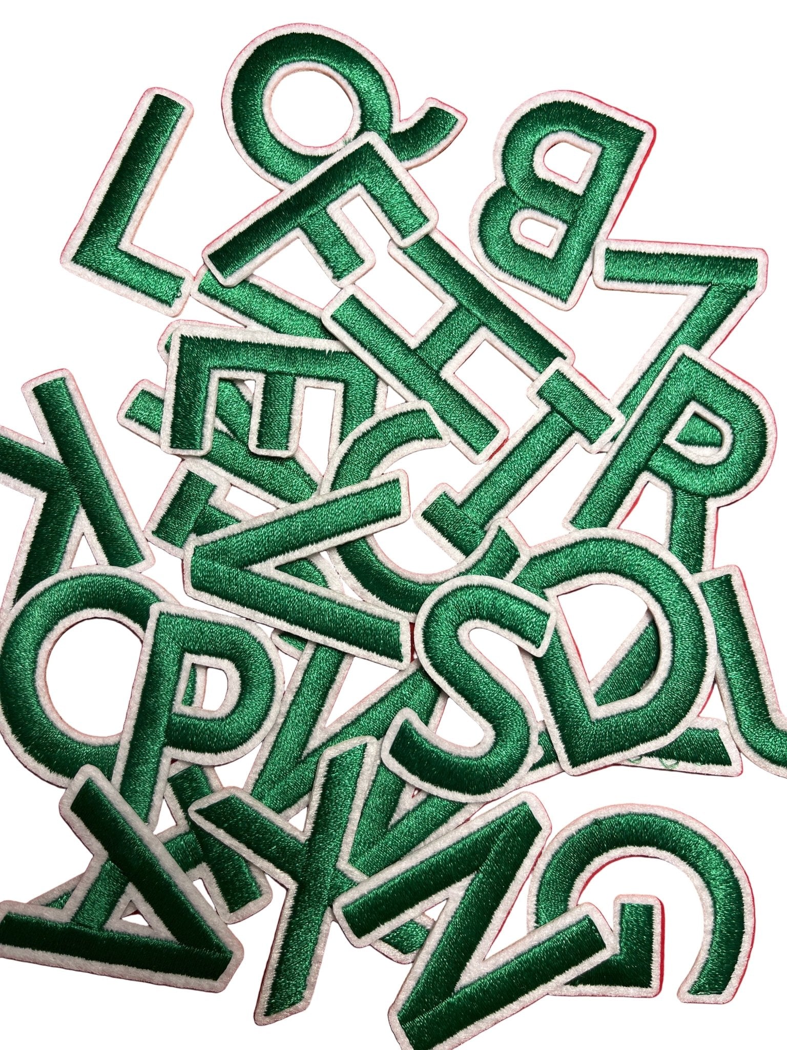 Alphabet Iron On Patches - Varsity Letters Medium 3.7cm Green - Let's Patch It Up!