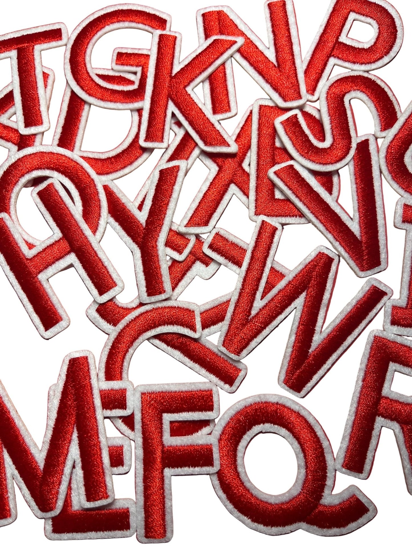 Alphabet Iron On Patches - Varsity Letters Medium 3.7cm Red - Let's Patch It Up!