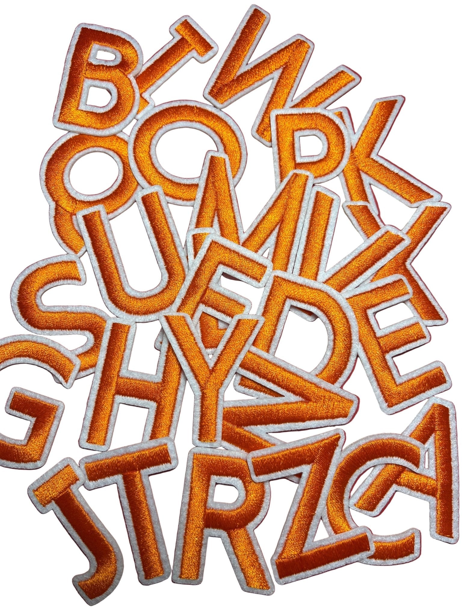 Alphabet Iron On Patches - Varsity Letters Medium 3.7cm Orange - Let's Patch It Up!