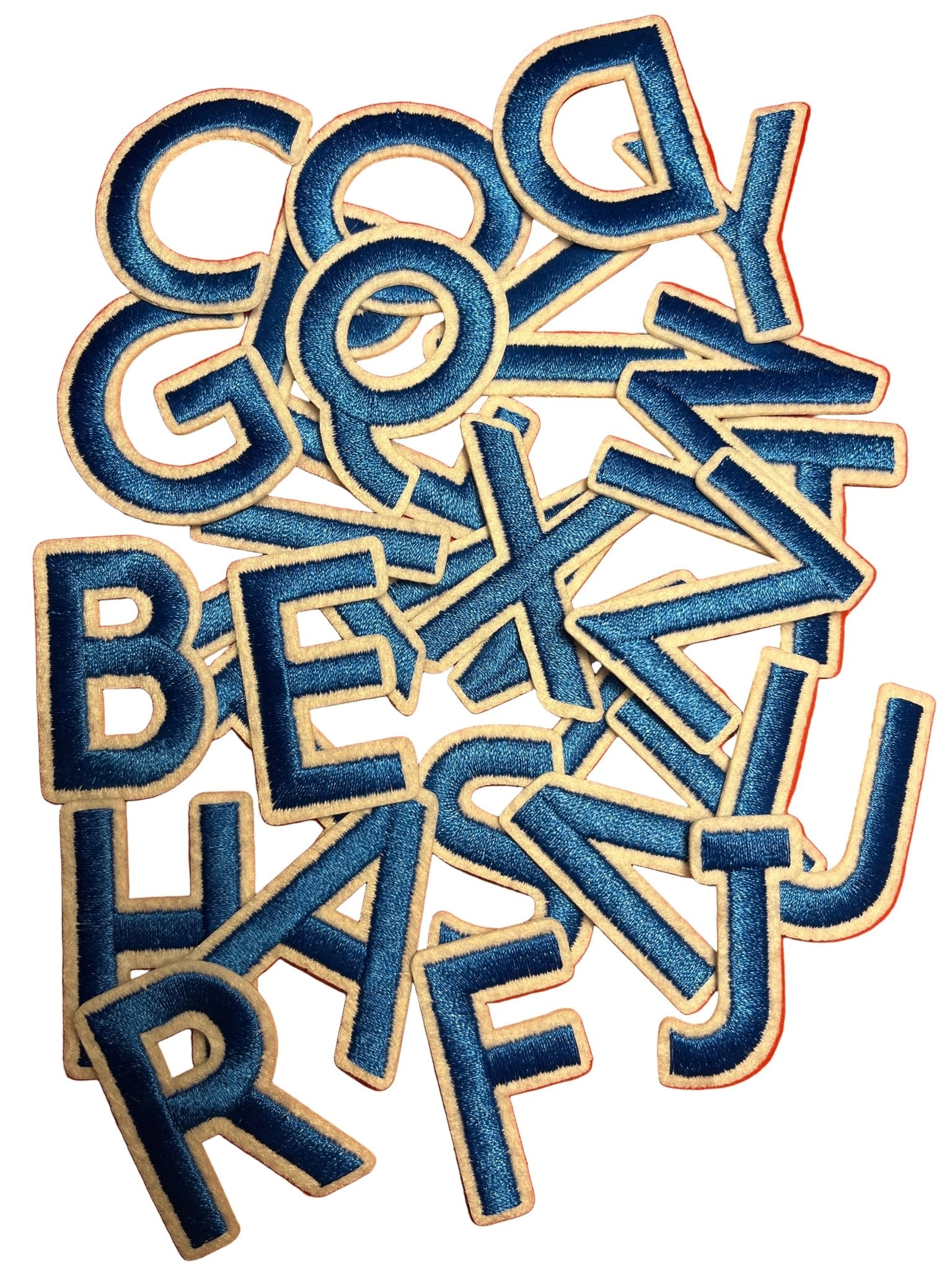 Alphabet Iron On Patches - Varsity Letters Medium 3.7cm Blue - Let's Patch It Up!