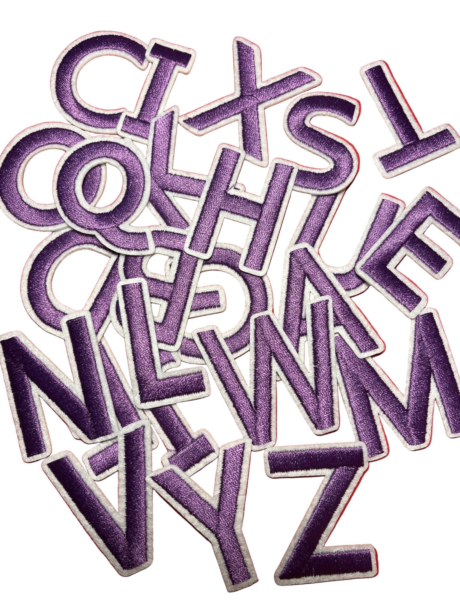 Alphabet Iron On Patches - Varsity Letters Medium 3.7cm Purple - Let's Patch It Up!