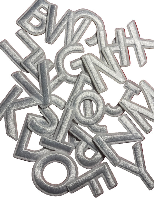 Alphabet Iron On Patches - Varsity Letters Medium 3.7cm White - Let's Patch It Up!