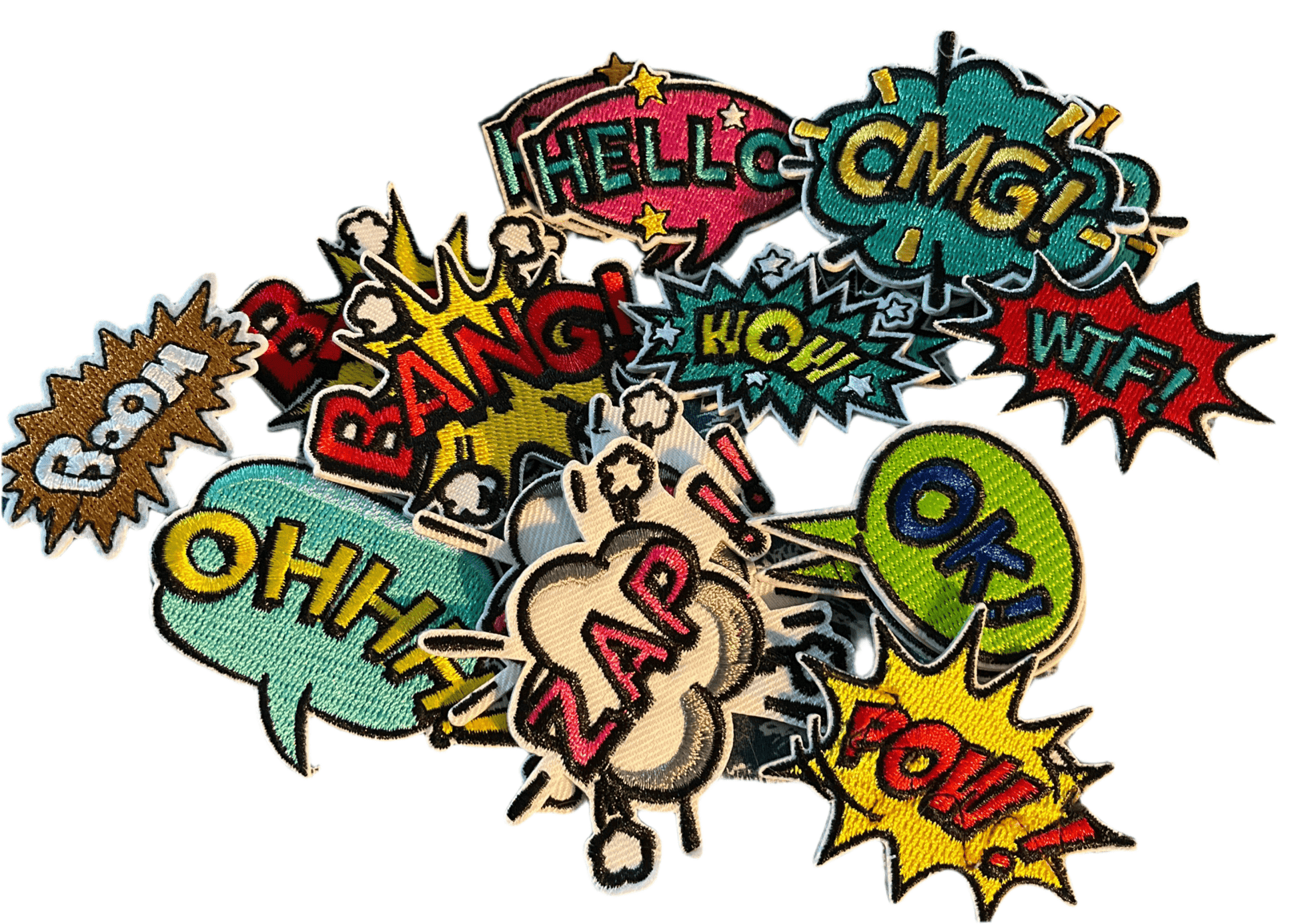 Cartoon Speech Bubble Iron on Patches WTF - Let's Patch It Up!