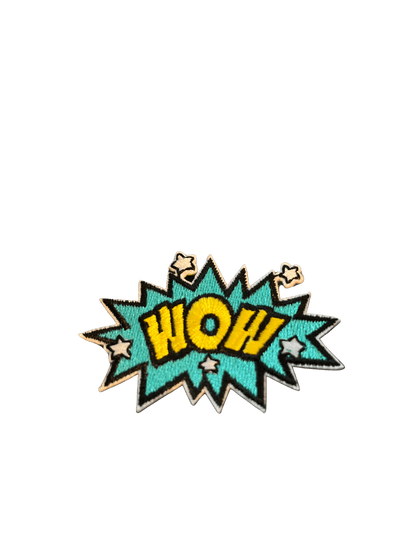 Cartoon Speech Bubble Iron on Patches Wow - Let's Patch It Up!