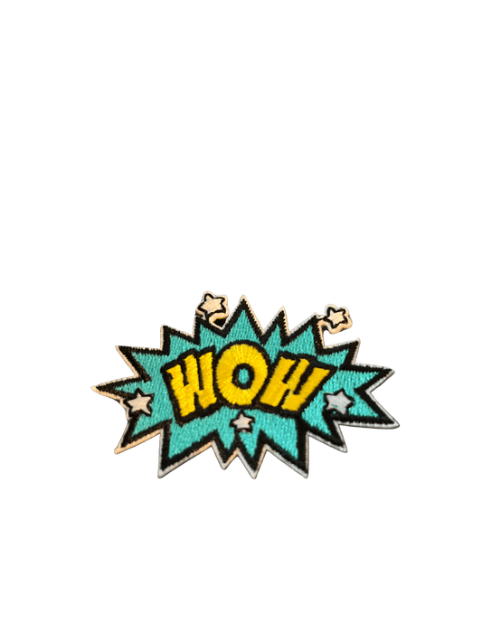 Cartoon Speech Bubble Iron on Patches Wow - Let's Patch It Up!