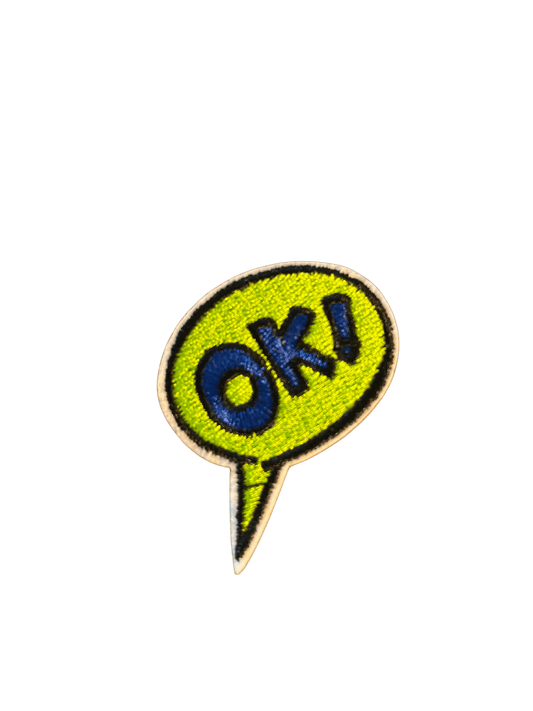 Cartoon Speech Bubble Iron on Patches Ok - Let's Patch It Up!