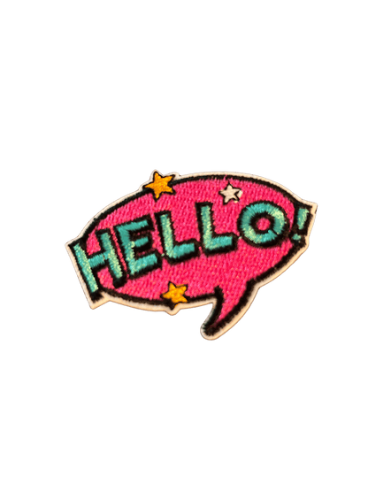Cartoon Speech Bubble Iron on Patches Hello - Let's Patch It Up!