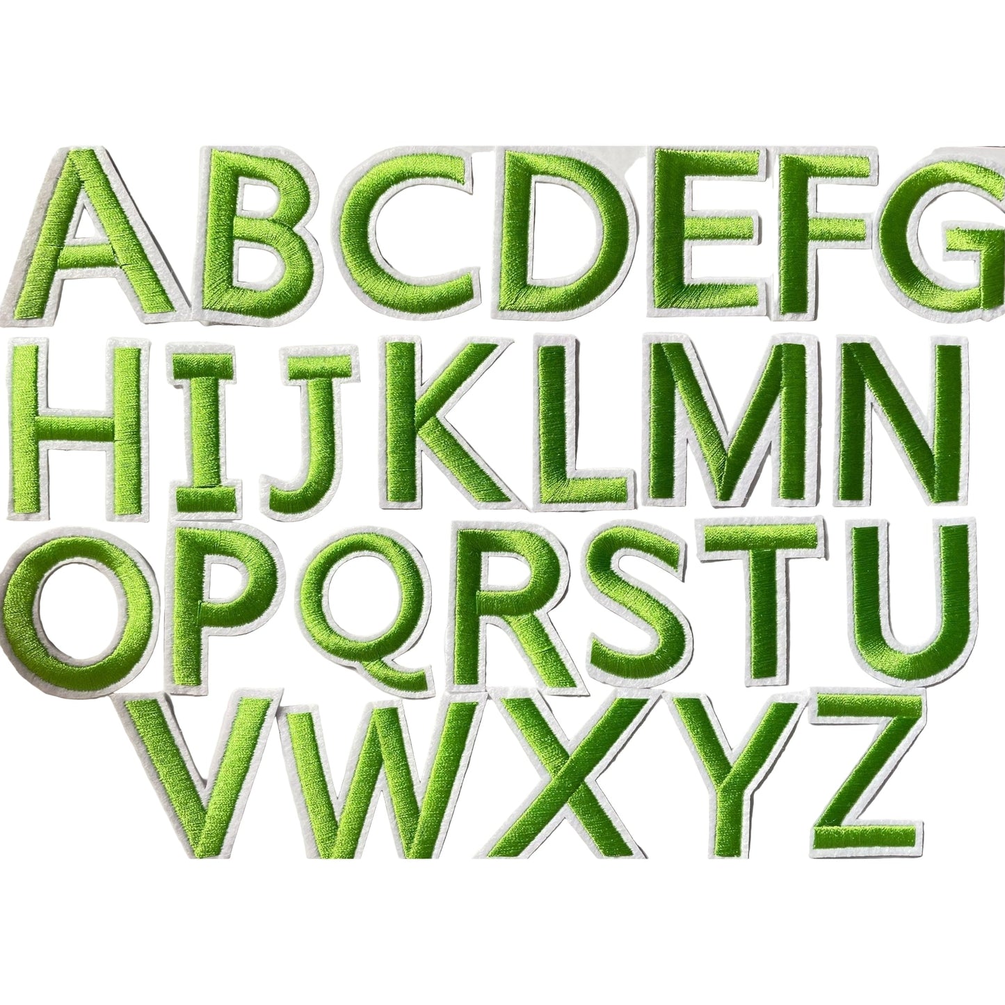 Green Alphabet Iron On Patches - Let's Patch It Up!