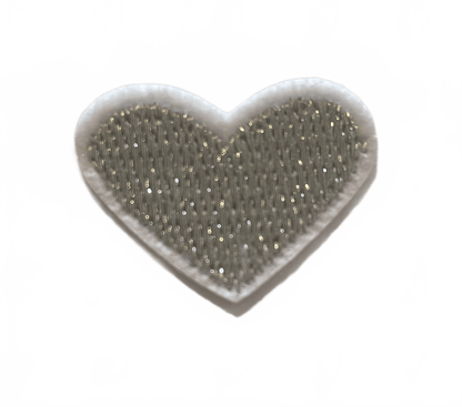 Hearts Iron On Patches - small Silver Heart - Let's Patch It Up!