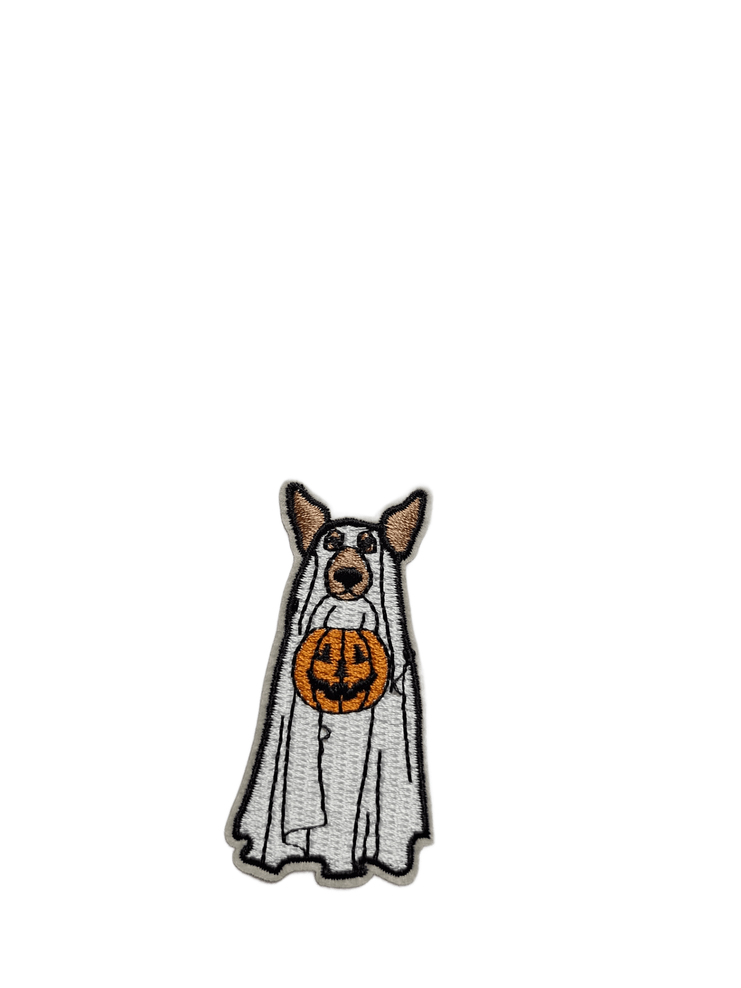 Halloween Iron On Patches Ghost Dog with Pumpkin - Let's Patch It Up!