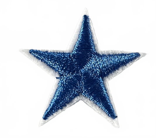 Stars Iron On Patches - small Royal Blue Star with White Outline - Let's Patch It Up!