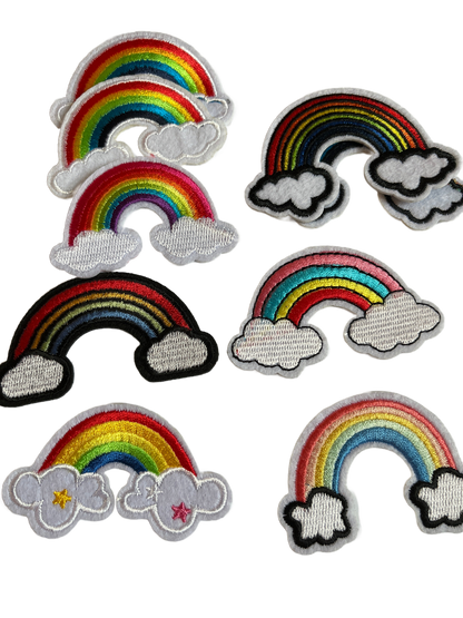 Rainbow Iron on Patches Medium Rainbow and Cloud - Let's Patch It Up!