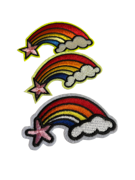 Rainbow Iron on Patches Shooting Star Rainbow and Clouds - Let's Patch It Up!