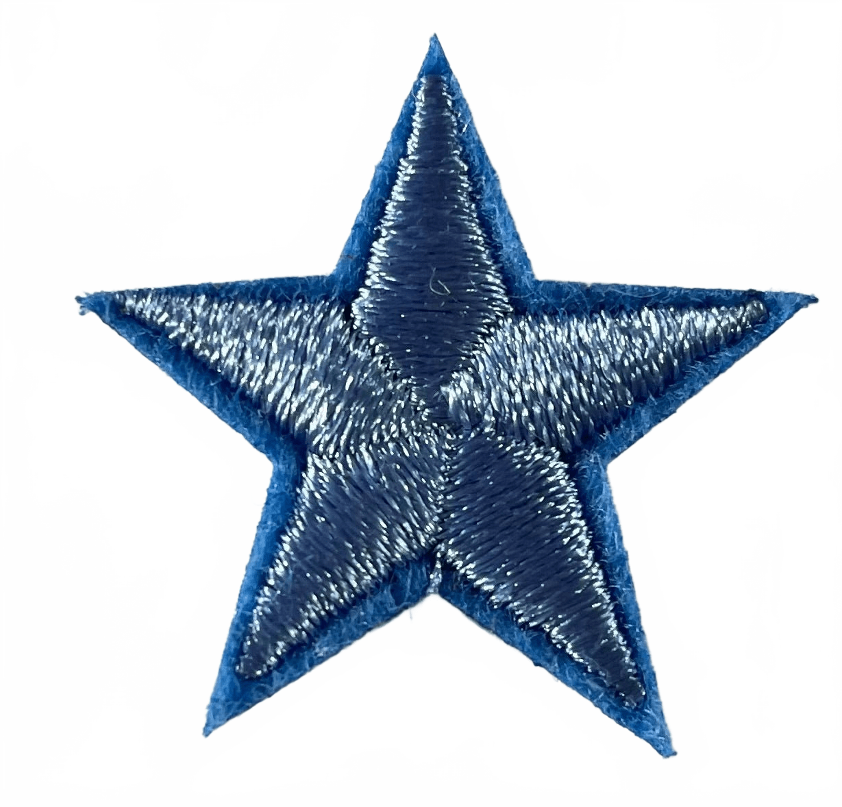 Stars Iron On Patches - small Medium Blue Star with Blue outline - Let's Patch It Up!