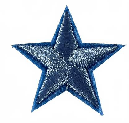 Stars Iron On Patches - small Medium Blue Star with Blue outline - Let's Patch It Up!