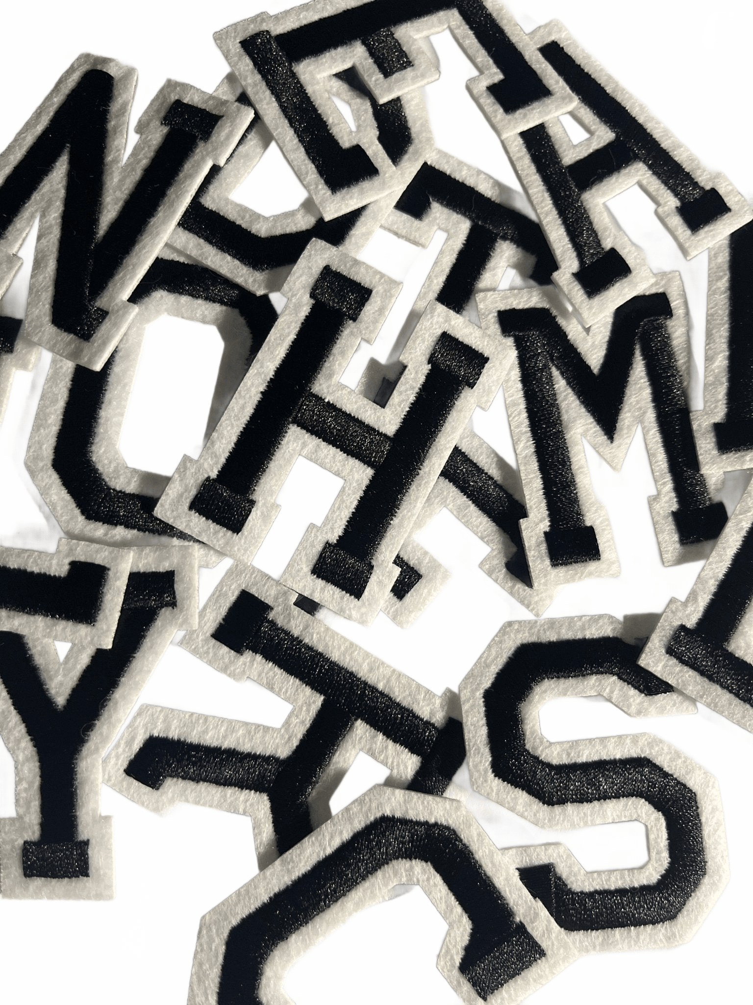 Alphabet Iron On Patches -Varsity Letters Large 5cm Black - Let's Patch It Up!