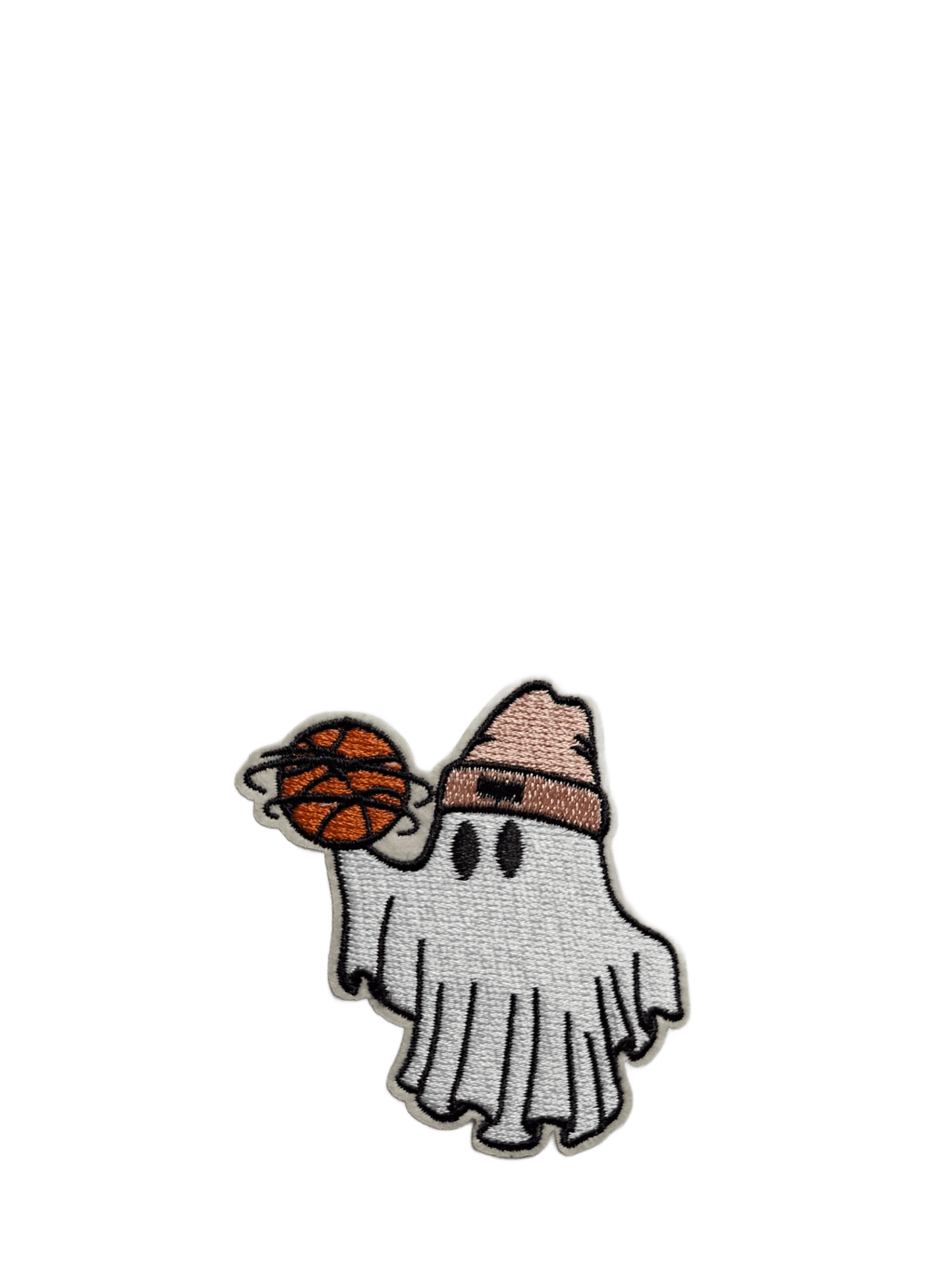Halloween Iron On Patches Ghost with Pink Hat and Basketball - Let's Patch It Up!
