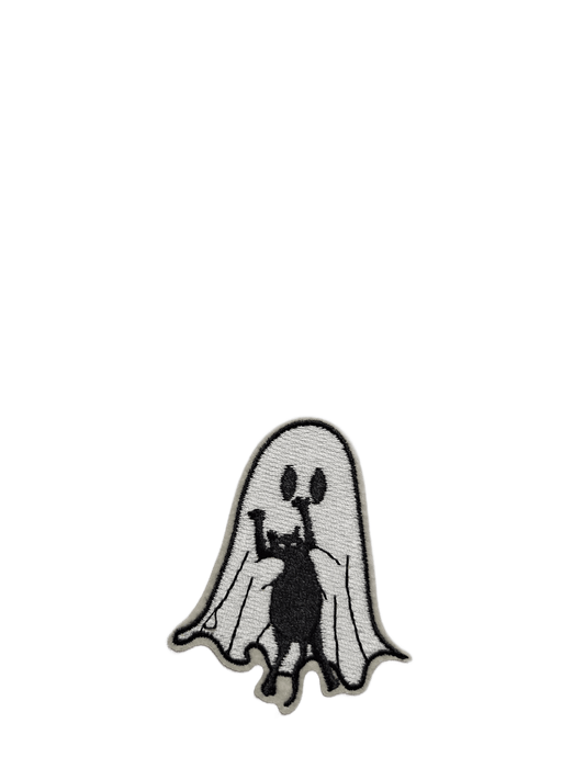 Halloween Iron On Patches Ghost with Black Cat - Let's Patch It Up!