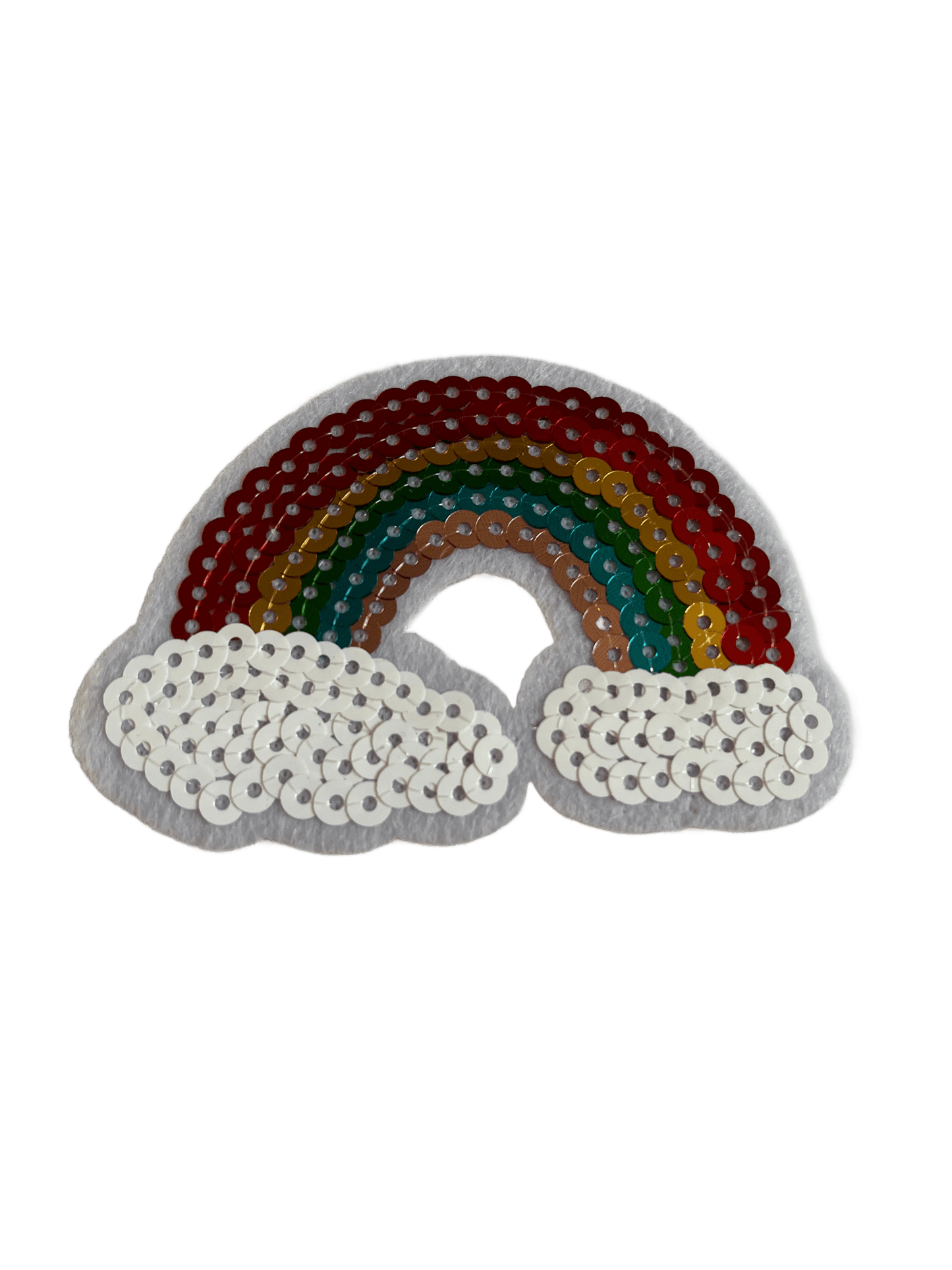 Rainbow Iron on Patches Large Sequin Rainbow with Clouds - Let's Patch It Up!