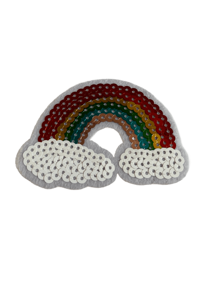 Rainbow Iron on Patches Large Sequin Rainbow with Clouds - Let's Patch It Up!