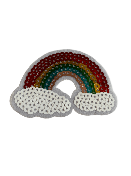 Rainbow Iron on Patches Large Sequin Rainbow with Clouds - Let's Patch It Up!