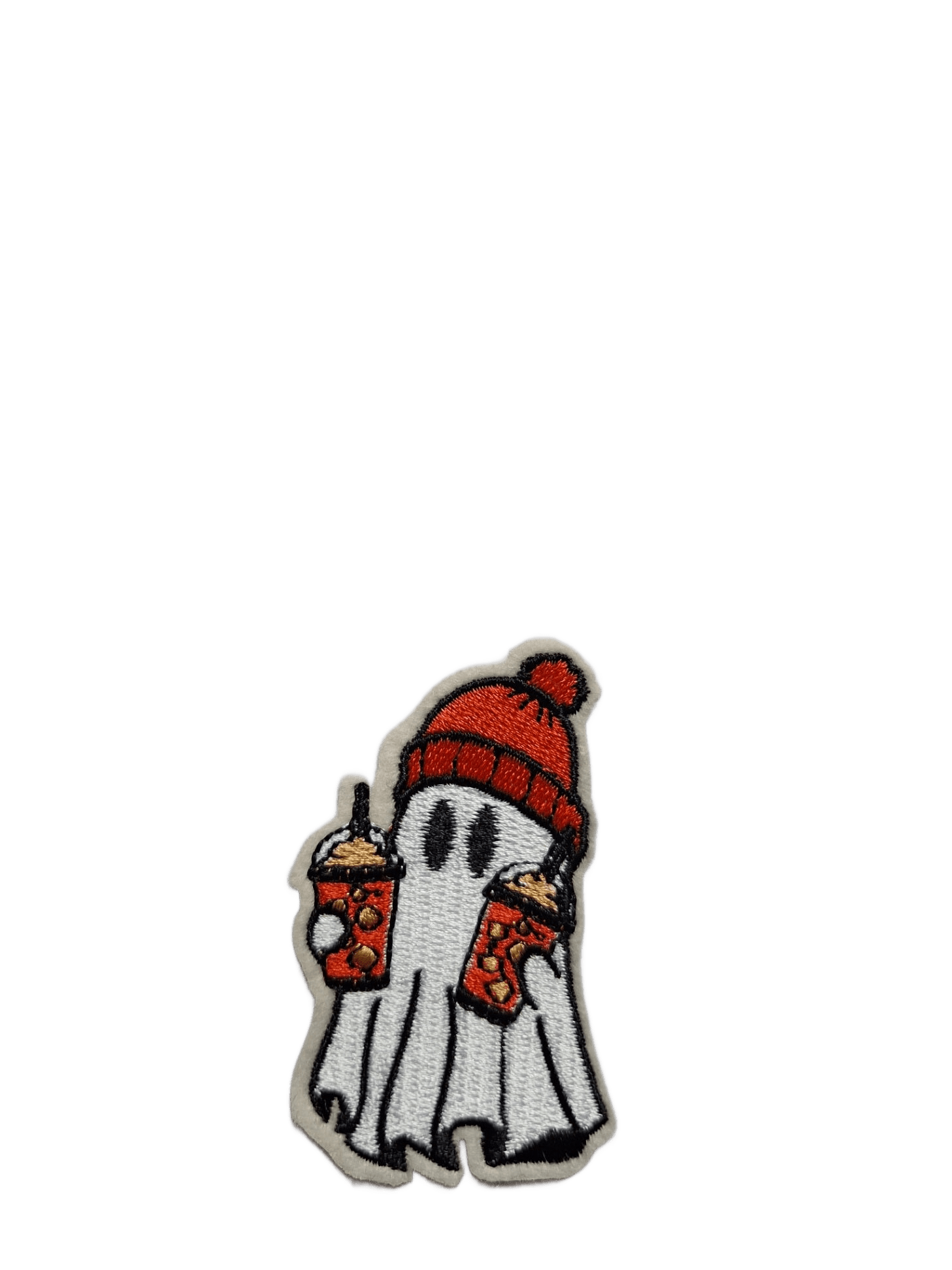 Halloween Iron On Patches Ghost with Hat and Drinks - Let's Patch It Up!